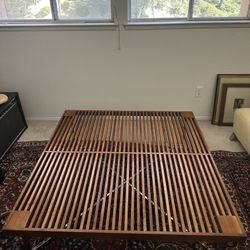 MCM Mid Century Modern Square Slat Wooden Table George Nelson Herman Miller