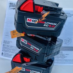 Milwaukee, 3 M18 REDLITHIUM XC 5.0, 3 Batteries 