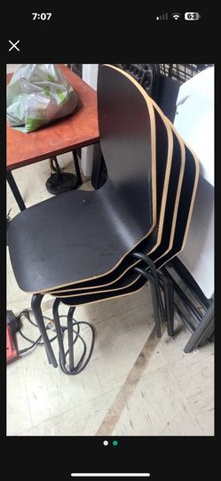4 Black Wooden Dining Chairs With Steel Legs Very Sturdy