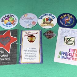 8 Vintage Hospital Volunteer Badges Pins Pinbacks Buttons Awards Wayne