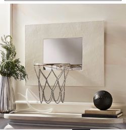 CB2 White Leather Basketball Hoop