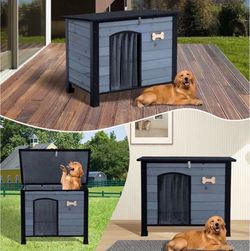 Outdoor Dog House, 31" Indoor Outdoor Doghouse Puppy Shelter Dog House