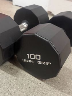 Iron grip 100lb pair dumbbells