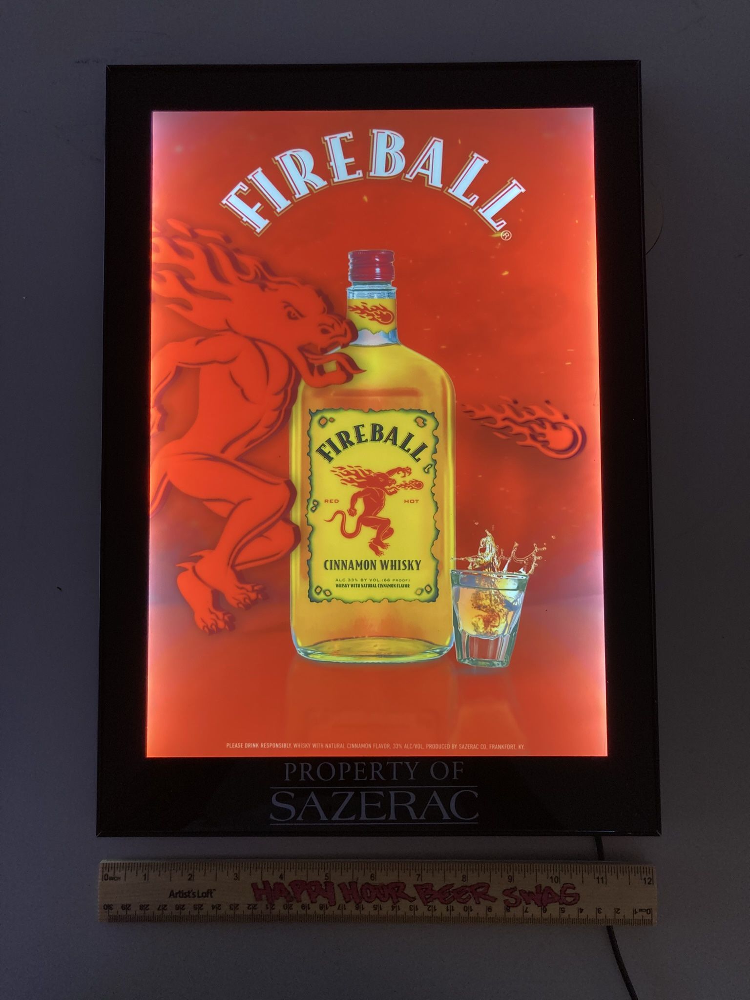 🔥 New Fireball Cinnamon Whiskey Led Poster Bar Light Sign