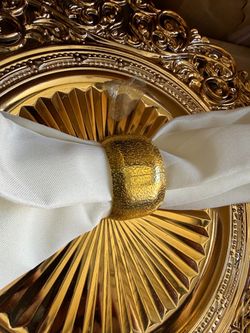 Gold Hammered indented Napkin ring Set of 10