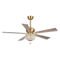 Parrot Uncle Ganga 5 Blade Crystal Ceiling Fan with Light Kit 52 Inch