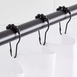 Signature Hardware Roller Ball Shower Curtain Rings - Set of 12 - Matte Black