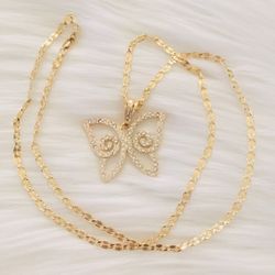 Necklace Butterfly gold plated 12 inches