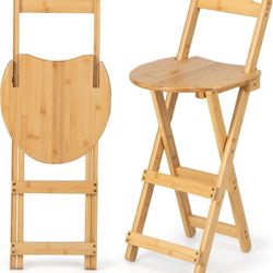 NEW 2 Bamboo Folding Barstools