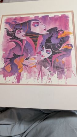 ULTRA RARE Disney Fine Art 12x12 Matted Lithograph "Elegant Dragon" Maleficent Stephen Fishwick NEW