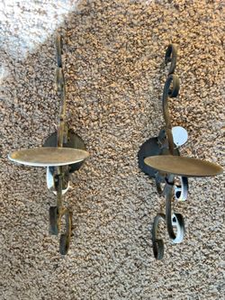 2 Wall Candle Holders- Rustic Brown