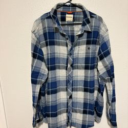 Simms Blue Flannel Shirt Button Up 2XL