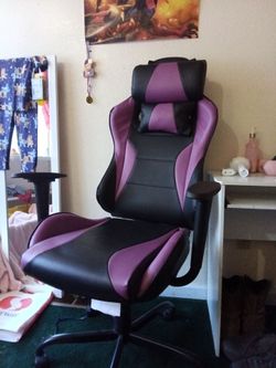 Black and Purple Gaming Chair with Headrest