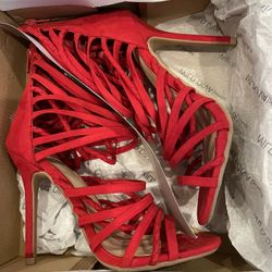 Suede Red High Heels 4 in.