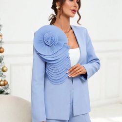 New Aveloria Appliques Detail Open Front Blazer & Suit Pants