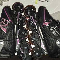 pair of Rollerblade brand inline skates, model Zetrablade, in a US women's size 9.