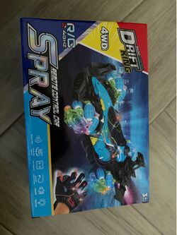 New 4WD remote control car with a 2.4GHz radio control system. This blue and black vehicle has a water mist spray function, 360-degree rotation, and i