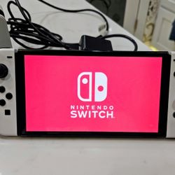 Nintendo Switch – OLED White w/256 SD card & joy con charging comfort grip, charging cable & HDMI