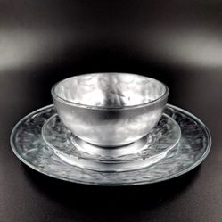 Silver Gilded Glass Dinner Set (12 Pieces)