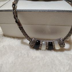 Sterling Silver Opal and Onyx Bracelet and necklace