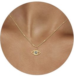 High quality 14K Gold Plated evil eye necklace, evil eye pendant, protection