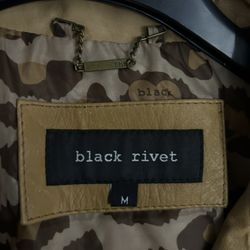 Black rivet- Tan leather jacket 