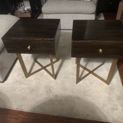 Home Fare Glam Iron X Base Nightstand