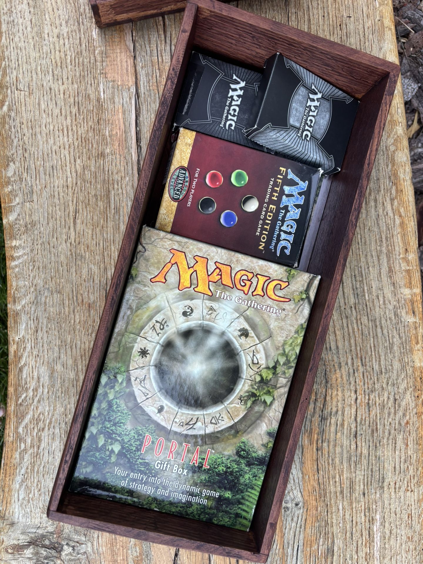 Handmade Oak Box W/ Magic The Gathering Collection