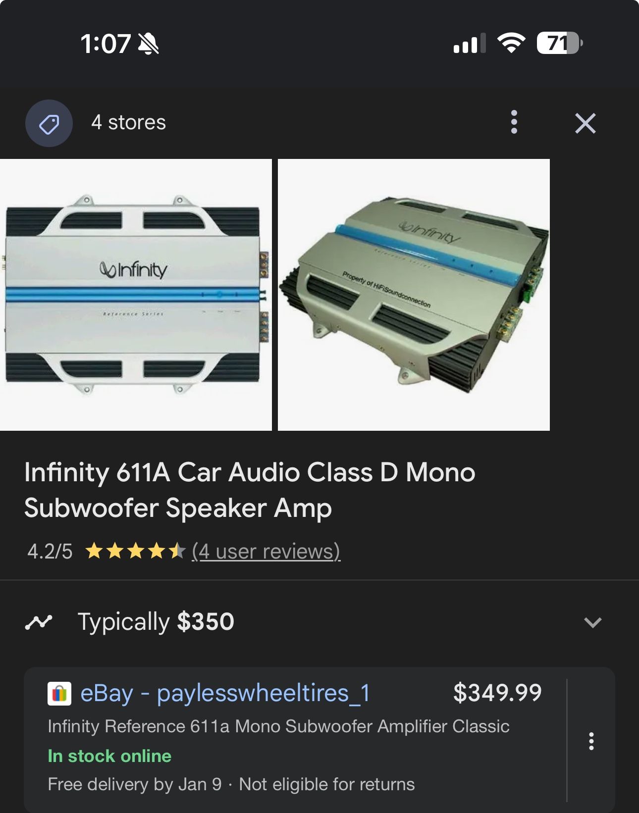 Infinity 611A Car Amp