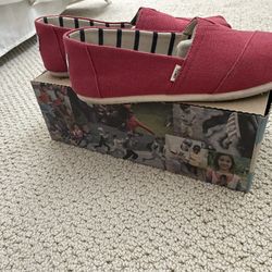 Toms Shoes Red Toms Slip Ons Women’s Size 8