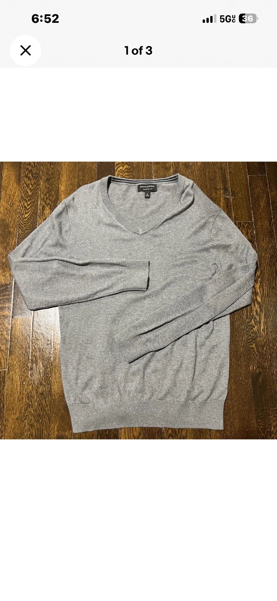 Banana Republic Grey Soft Pullover Long Sleeve Sweater - Men's Medium 