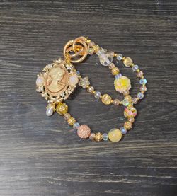 Cameo Pendant Beaded Bag Chain