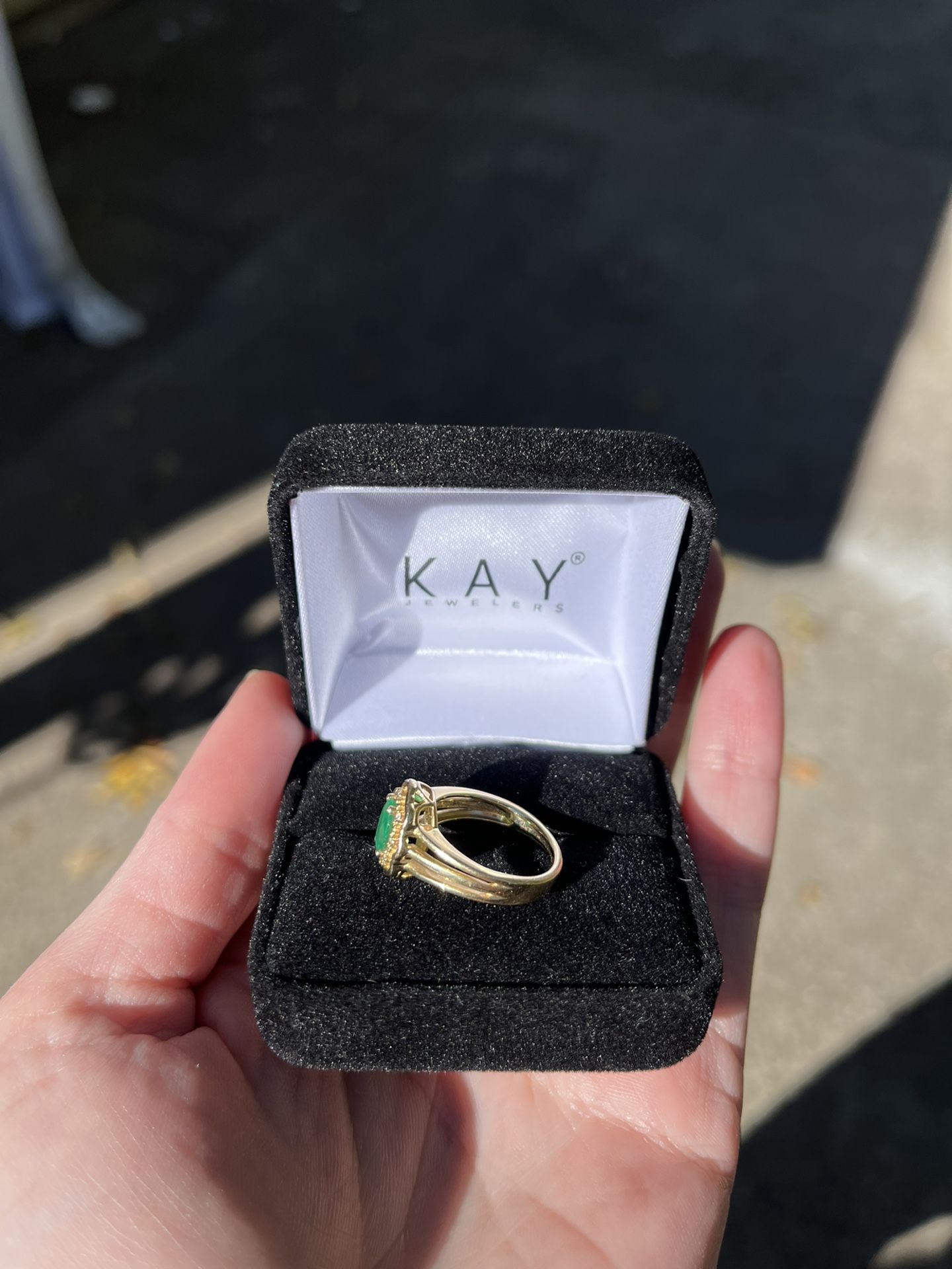 Le Vian Emerald Ring 1/15 ct tw Diamonds 14k Honey Gold Size 5