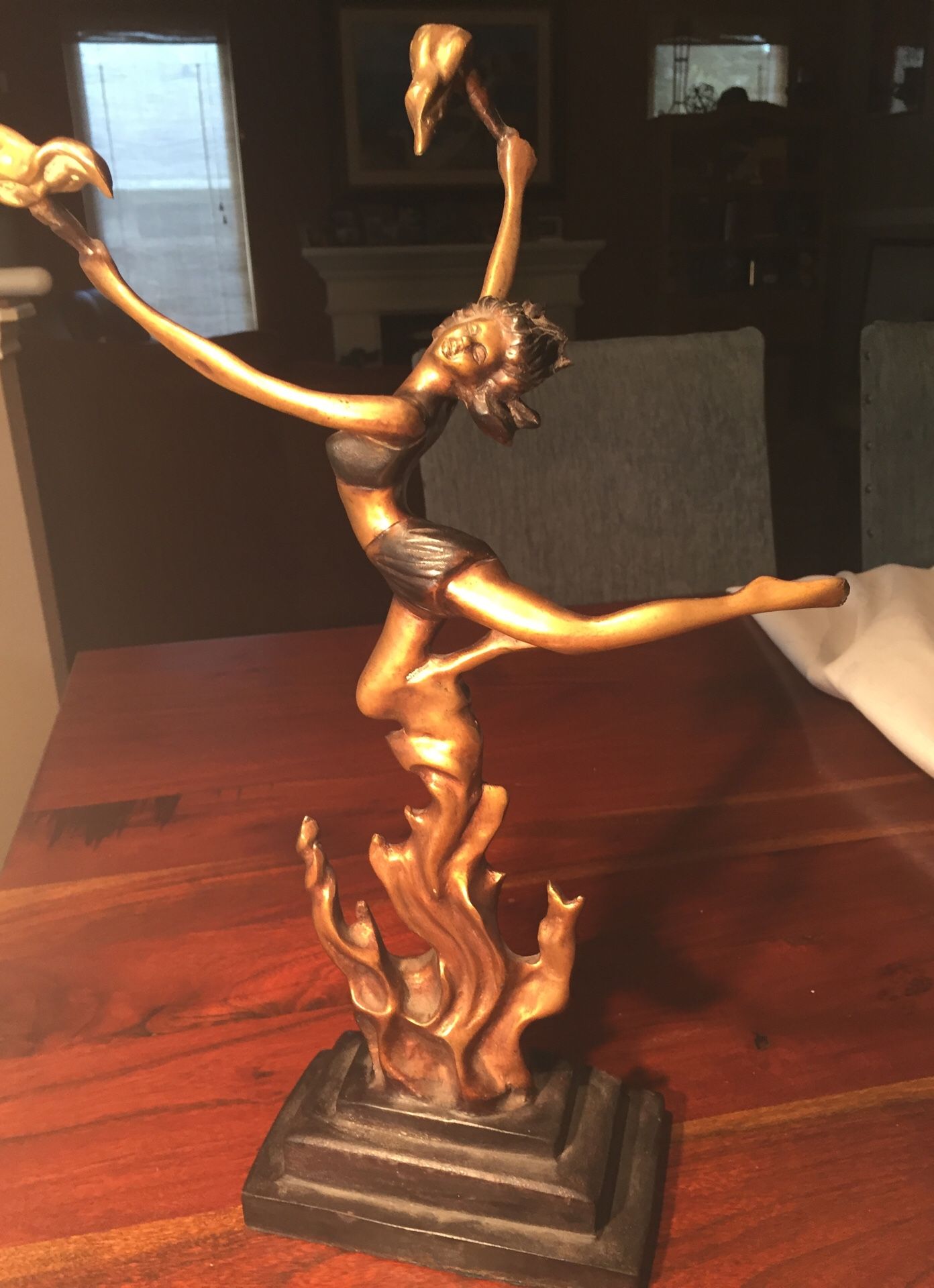 Bronze sculpture by F. Preiss. Titled: Flame Leaper