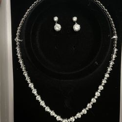 Faux Diamond Necklace & Earrings