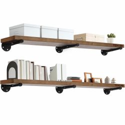 TEN149 48” Industrial Floating Wall Shelves Set of 2