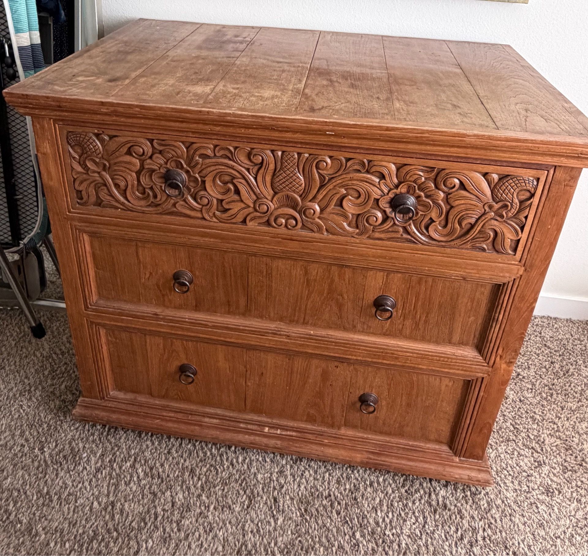 Solid wood dresser and matching end tables