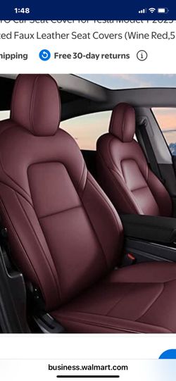 TESLA MODEL 3 and MODEL Y SEAT COVERS BURGUNDY WINE COLOR PREMIUM COMPUTER CUT TO FIT NEW IN BOX FULL SET $60/CUBRE ASIENTOS CARRO TESLA