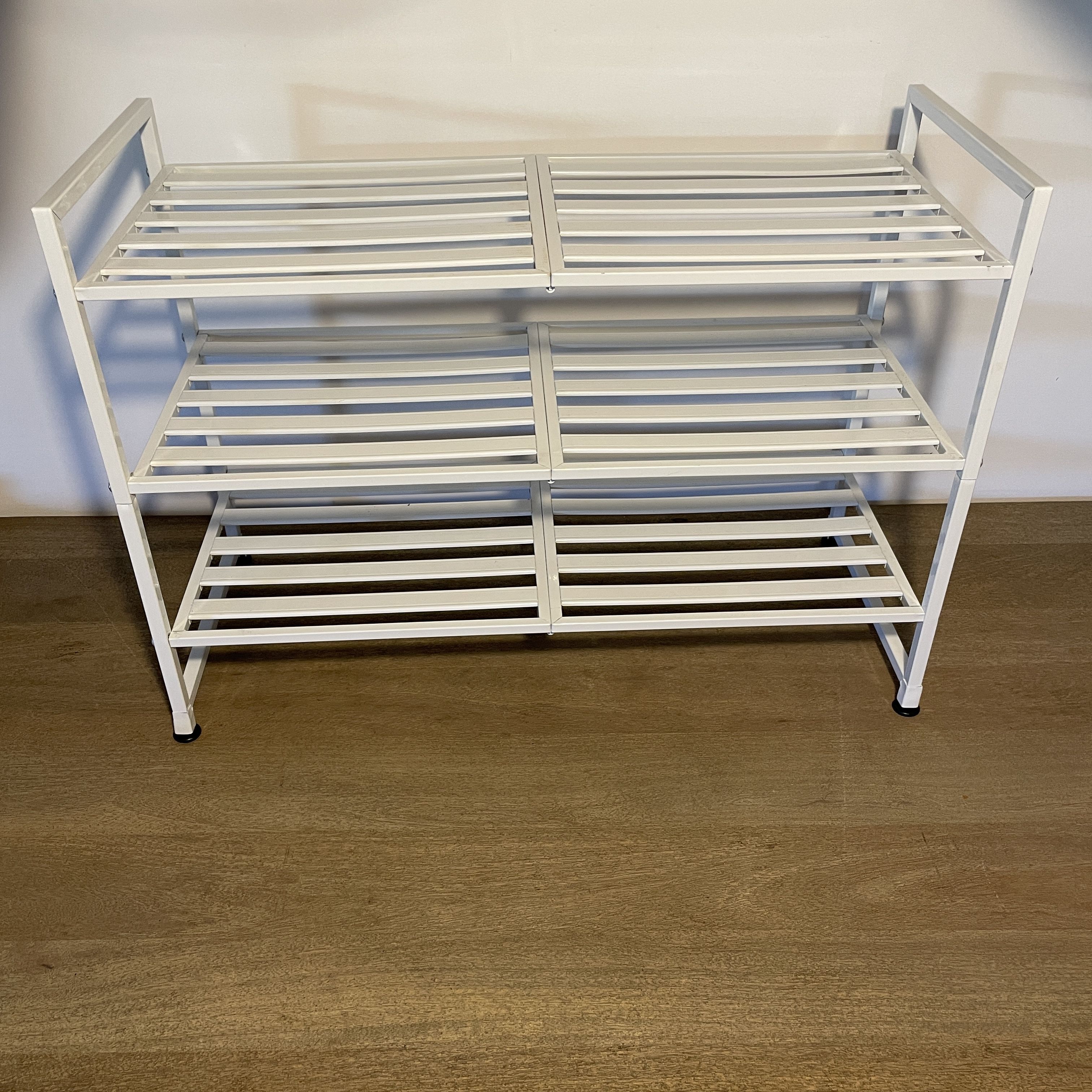 White 3-Tier Metal Shoe Rack Storage Shelf