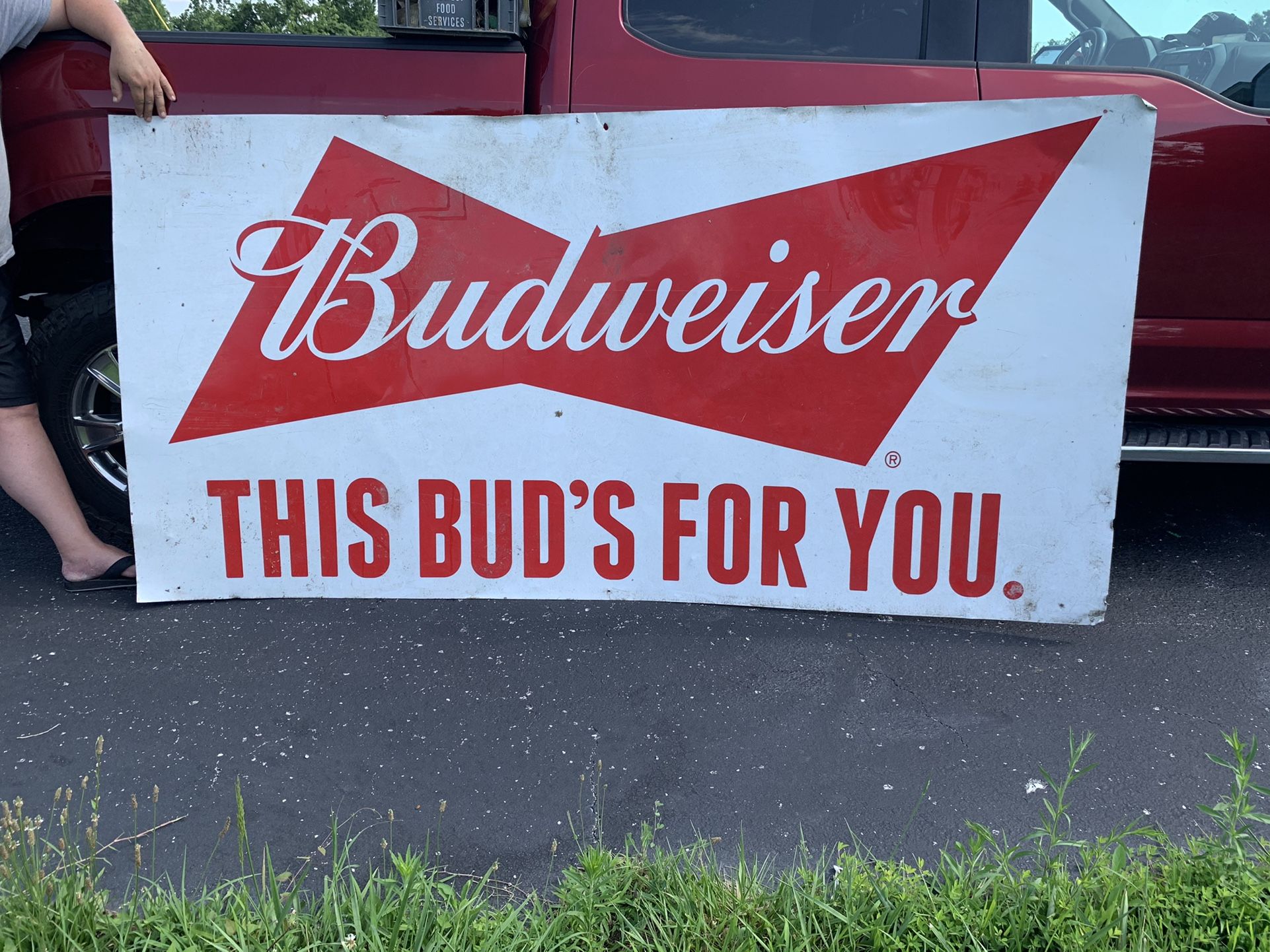 Vintage 1979/80 Metal 8 X4 Ft Budweiser Sign
