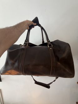 Dark Brown Leather Duffel Weekender Bag