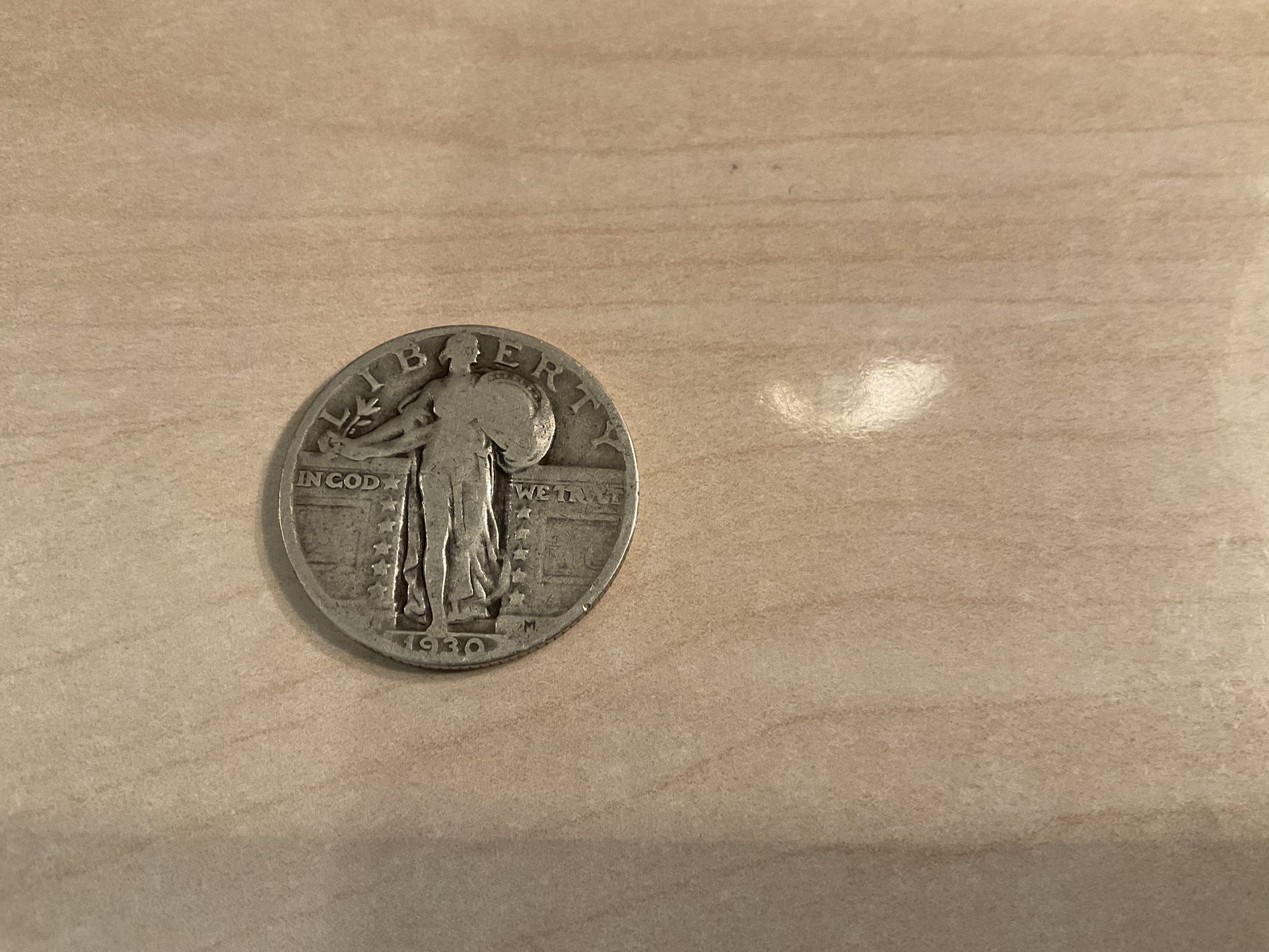 STANDING LIBERTY 1930 90% SILVER QUARTER