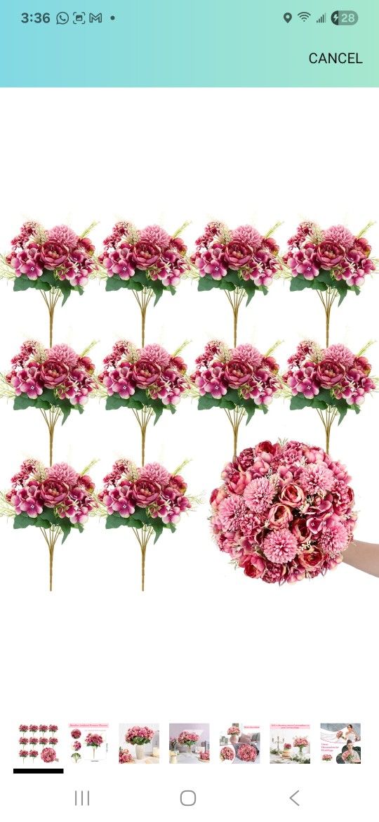 12 Bundles Peonies Artificial Flowers Silk Flowers Fake Peony Bouquet Faux Peonies Flowers Bulk for Wedding Decor Centerpiece Table Decorations (Purp