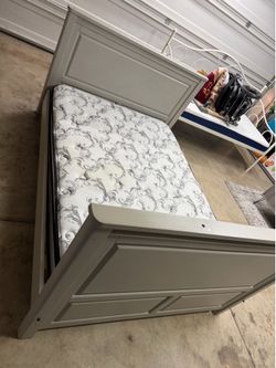 Gray Full Size Bed Frame with Mattress