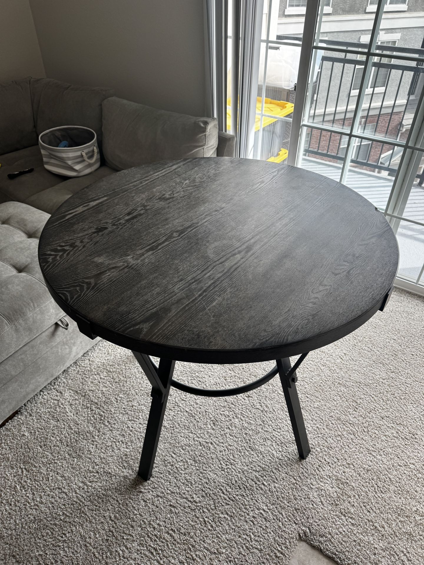 Two chairs and circle dining table