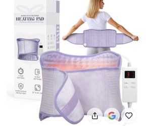 Heating Pad for Period Cramps, Back Pain Relief, Large 12 x 24 Heatpad w/ 26” belt, Adjustable Heat