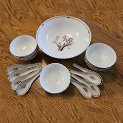 Vintage Tatung Taiwan Porcelain Pink Cherry Blossom Gold Trim Floral Pattern – 8 Place Settings