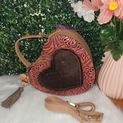 Heart Leather Crossbody Purse