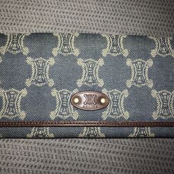 Authentic CELINE Vintage 90’s Leather Denim Ladies Wallet