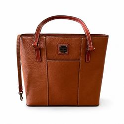 🔴Dooney & Bourke Pebble Leatherj Tote Purse Brown Shoulder Bag Red Lining‼️ M0851497